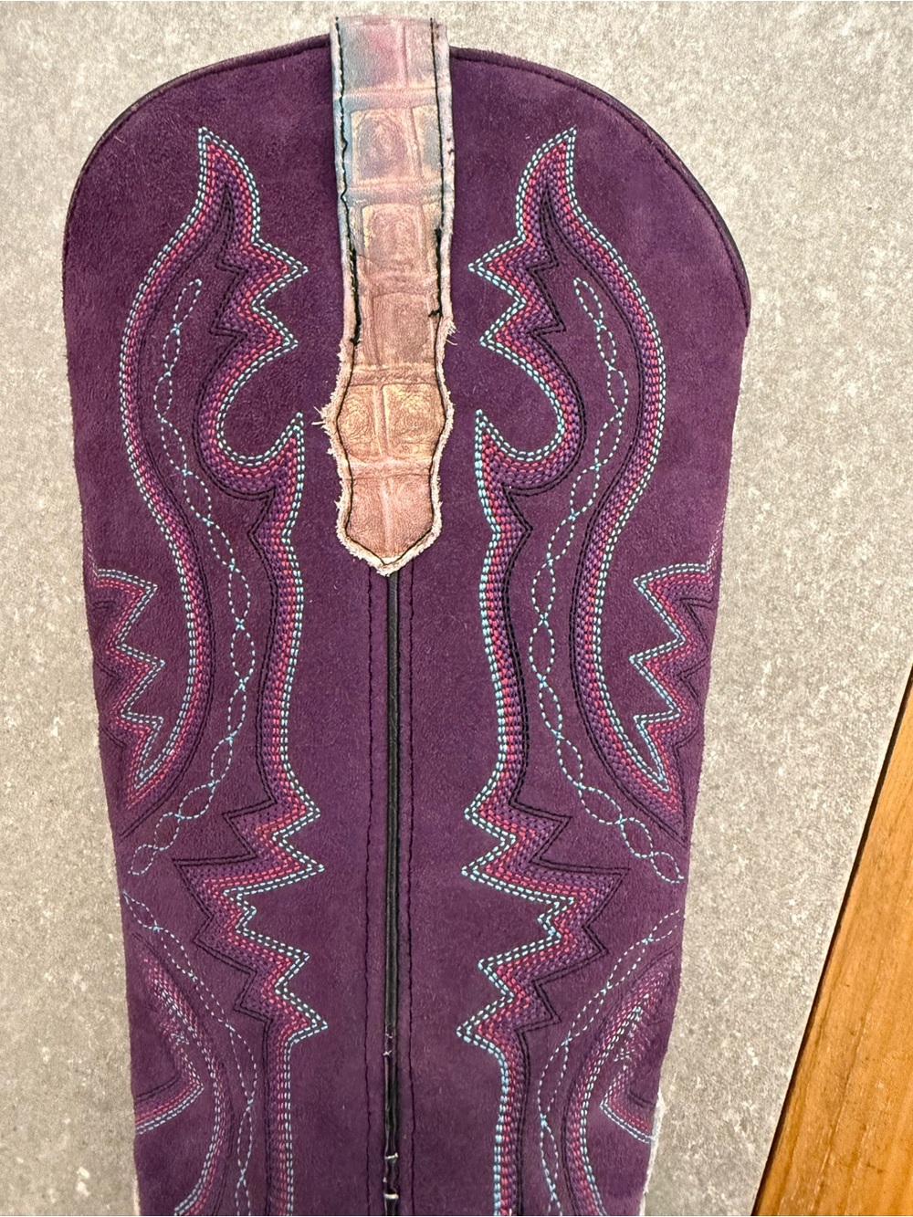 Dingo Caterina Royale Purple Caiman Print Western Boots Size 9 - Picture 8 of 16